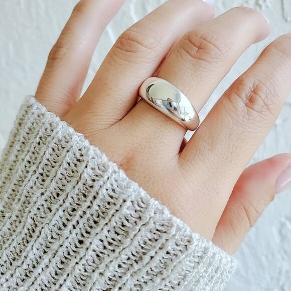 Dome Ring, Sterling Silver Women Ring, Art Deco Ring, Statement Jewelry, Chunky - Picture 3 of 9